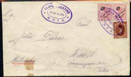 Egypt 1923 Ship Cover To Austria Cancelled By Lloyd Triestino Steamboat ASIA Cachet In Violet, Cover Slightly Reduced By - Unused Stamps