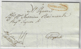 Italy Kingdom Of Two Sicilies 1824 Complete Fold Cover From Racalmuto To Agrigento Girgente Cancel Manuscript Rate 14 - 1. ...-1850 Prephilately