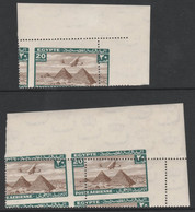 Egypt 1933 HP42 Over Pyramids 20m With Misplaced Perforations. A Corner Single And A Corner Pair Showing The Tilt Of He - Unused Stamps
