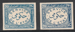 Egypt 1938 Official 20m Blue X 2 Imperf On Thin Cancelled Card (cancelled In Arabic) Specially Produced For The Royal Co - Neufs