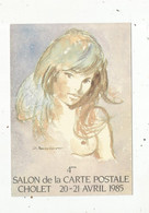 Cp, Bourses & Salons De Collections, 4 E Salon De La Carte Postale ,Cholet , 1985,aquarelle De J. Mercier ,n°111/500 Ex. - Bourses & Salons De Collections