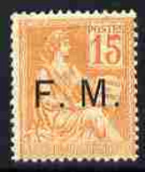 France 1901 Military Frank 15c Orange Overprinted FM Mounted Mint SG M309 - Autres & Non Classés