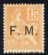 France 1901 Military Frank - FM Opt'd On 15c Orange U/m SG M309 - Other & Unclassified