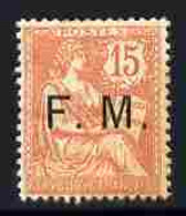 France 1903 Military Frank 15c Pale Red Overprinted FM Mounted Mint SG M314 - Other & Unclassified