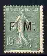 France 1904-03 Military Frank 15c Slate-green Overprinted FM Mounted Mint SG M324 - Other & Unclassified