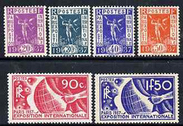 France 1936 Paris Int Exhibition Set Of 6 Fine Mounted Mint, SG 555-60 - Sonstige & Ohne Zuordnung