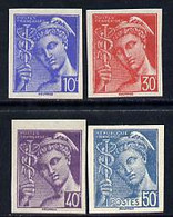France 1938-39 Mercury Imperf Set Of 4 Mounted Mint Yv 546-9 - Sonstige & Ohne Zuordnung