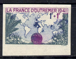 France 1941 Overseas Propaganda 1f+1f Imperf In Issued Colours Mounted Mint As SG 708 - Altri & Non Classificati