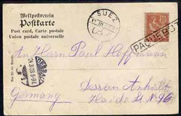 France 1903 Norddeutscher Lloyd, Bremen PPC To Germany Bearing 10c Mouchon Tied Straight Line PAQUEBOT With Suez Dated S - Otros & Sin Clasificación