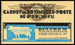 N°283-C64 ** Série 5-7-A, DULCREM Et EU Daté Du 24/4/37, Variété Pub  En Haut, SUP (certificat) - Autres & Non Classés