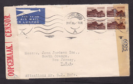 South Africa: Airmail Cover To USA, 1940s, 4 Stamps, Tank, Dual Censored, 2x Censor Label, War, WW2 (traces Of Use) - Storia Postale