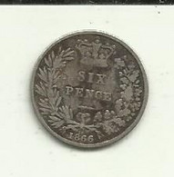 6 Pence 1866 Inglaterra Silver - H. 6 Pence