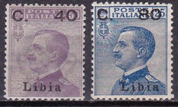 Libia - 1922 - Soprastampati  N. 38/39 MNH - Libye