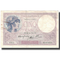 France, 5 Francs, Violet, 1940, 1940-12-26, TTB, Fayette:4.18, KM:83 - 5 F 1917-1940 ''Violet''