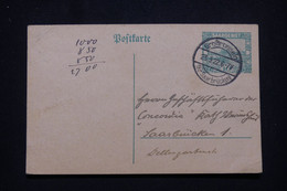 SARRE - Entier Postal De Großrosseln Pour Saarbrücken En 1922 - L 99773 - Ganzsachen