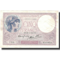 France, 5 Francs, Violet, 1940, 1940-12-26, SUP, Fayette:4.18, KM:83 - 5 F 1917-1940 ''Violet''