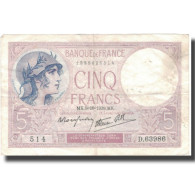 France, 5 Francs, Violet, 1939, 1939-10-05, TB+, Fayette:4.11, KM:83 - 5 F 1917-1940 ''Violet''