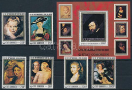 ** 1977 Rubens Festmények Sor + Blokk, Rubens Paintings Set + Block Mi 353-358 + Mi 97 - Otros & Sin Clasificación