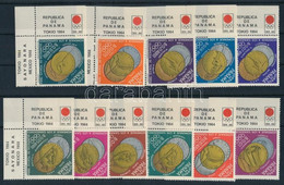 ** 1965 Olimpiai éremgyőztesek ívsarki Sor + Blokkpár, Olympics' Medal Winners Corner Set + Blockpair Mi 785-795 A+ Mi 3 - Sonstige & Ohne Zuordnung