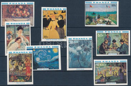 ** 1980 Francia Impresszionizmus Vágott Sor + Vágott Blokksor (2 Stecklap), French Impressionism Imperf. Set And Block S - Altri & Non Classificati