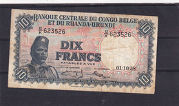 Belgian Congo  Kongo 10 Fr 1958 - Autres - Afrique