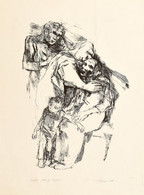 Bálványos Huba (1938-2011): Család, 1985. Litográfia , Papír, Jelzett, 49,5×35 Cm - Sonstige & Ohne Zuordnung