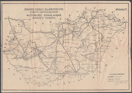 Cca 1940 A MÁVAUT Magyar Királyi Államvasutak Autóbusz Vonalainak átnézeti Térképe. 36x26 Cm - Autres & Non Classés