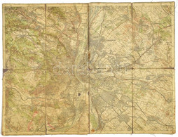 Cca 1923 Budapest és Környéke, Katonai Térkép, Vászontérkép, Sérülésekkel, Foltos, 40×52 Cm - Sonstige & Ohne Zuordnung
