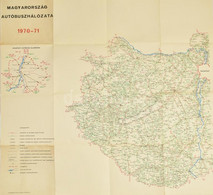 1970 Magyarország Autóbuszhálózata 1970-1971, Bp., Kartográfia, 66x68 Cm - Sonstige & Ohne Zuordnung