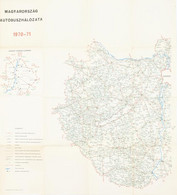 1970 Magyarország Autóbuszhálózata 1970-1971, Kétoldalas Térkép, Bp., Kartográfia, 66x68 Cm - Sonstige & Ohne Zuordnung