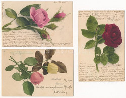 3 Db RÉGI Hosszú Címzéses Rózsás Motívum Képeslap / 3 Pre-1901 Motive Postcards With Roses - Non Classificati