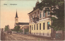 T2 Csap, Chop, Cop; Községháza, Templom, Utca. Vasúti Levelezőlapárusítás 474. / Town Hall, Church, Street + "A Hadrakel - Unclassified