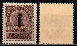 ITALIA RSI - 1944 - RECAPITO AUTORIZZATO - MNH - Impuestos