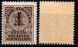 ITALIA RSI - 1944 - RECAPITO AUTORIZZATO - MNH - Strafport