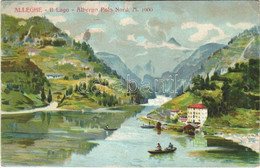 * T2/T3 Alleghe, Il Lago, Albergo Polo Nord / Hotel, Lake, Rowing Boats. Litho (EK) - Ohne Zuordnung