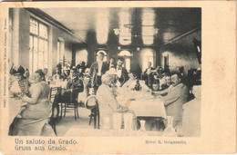 T3 1908 Grado, Hotel E. Grignaschi / Hotel, Restaurant, Interior With Guests And Waiters. Vittorio Ceregato (EB) - Ohne Zuordnung