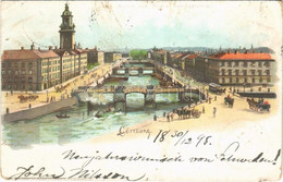 T4 1898 Göteborg, Norra Och Södra Hamngatorna / General View, Bridge, Horse-drawn Tram. Art Nouveau, Litho (holes) - Non Classificati