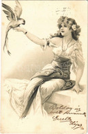 T2/T3 1903 Lady With Parrot. B.K.W.I. 667-6. Litho (EK) - Ohne Zuordnung