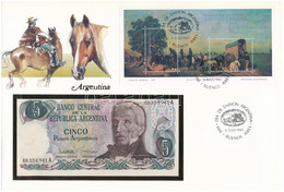 Argentína 1983-1984. 5P Felbélyegzett Borítékban, Bélyegzéssel T:I  Argentina 1983-1984. 5 Pesos In Envelope With Stamp  - Non Classés