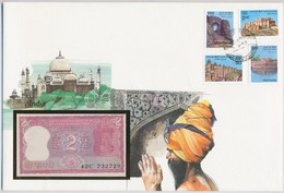 India DN 2R Felbélyegzett Borítékban, Bélyegzéssel T:I India ND 2 Rupees In Envelope With Stamp And Cancellation C:UNC - Non Classés