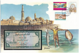 Jemen 1973. 1R Borítékban, Alkalmi Bélyeggel és Bélyegzéssel T:I Yemen 1973. 1 Rial In Envelope With Stamps And Cancella - Non Classés