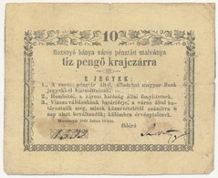 Rozsnyó 1849. 10kr "Rozsnyó Bánya Város Pénztári Utalványa" T:III,III-  Adamo ROZ-1.4 - Ohne Zuordnung