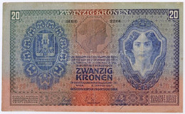 1907. 20K "2264 080068" T:III Két Hajtás Mentén Kis Szakadások Hungary 1907. 20 Korona "2264 080068" C:F Small Tears Alo - Non Classificati