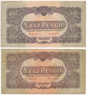 1944. 100P " A Vöröshadsereg Parancsnoksága" (2x) Eltérő Színárnyalat és Sorszám Típus T:III,III-  Adamo P47 - Zonder Classificatie