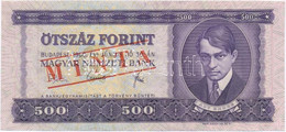 1969. 500Ft "E000 001210" Sorozat és Sorszámmal, Piros "MINTA" Felülnyomással és Perforációval T:I / Hungary 1969. 500 F - Ohne Zuordnung