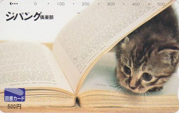Carte Prépayée JAPON - ANIMAL - CHAT Sous Un Livre / 500 YENS  - CAT JAPAN Prepaid Tosho Book Card - KATZE - MD 599 - Katzen