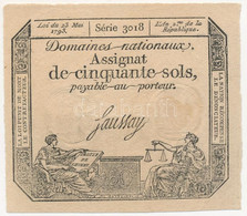 Franciaország 1793. 50s "Assignata" Vízjellel és Szárazpecséttel T:I-,II  France 1793. 50 Sols "Assignat" With Watermark - Non Classificati