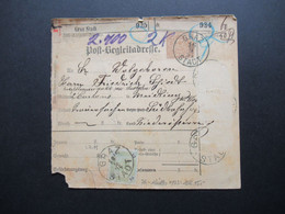 Österreich 1894 Post Begleitadresse Paketkarte Für 2 Pakete Mit ZuF Nr. 63 Graz Stadt An KK Südbahn Nach Wien - Brieven En Documenten