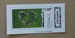 Ti02-02 : SPECIMEN -  Coeur 11.00 €  +  Coeurs "Je T'aime" 10.60 € (autoadhésifs / Autocollants) - Specimen