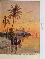 Cpa De 1922, Illustrateur Signée, F.PERLBERG "ABEND AM NIL"" Evening On The Nile" Scène Du Soir Sur Le Nil  Egypte - Perlberg, F.